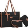 Keyli 3 PCS Laptop Bag for Women Canvas Tote Bags Large Capacity Shoulder Handbag Lightweight Briefcase Purses