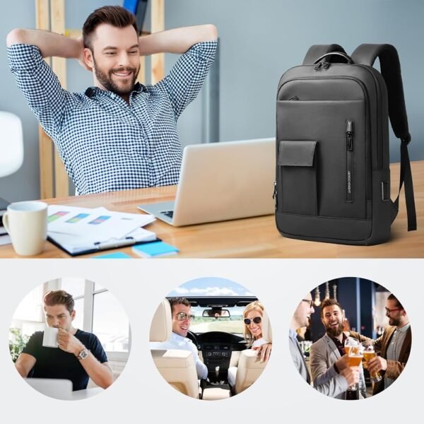 HEROIC KNIGHT Slim Business Backpack With USB Charging Port Lightweight Travel Backpacks