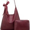 Montana West Hobo Bag Purses and Handbags for Women Top Handle Handbags with Pockets Zipper A-burgundy Large