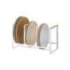 Home Plate Accented Storage Rack Kitchen Holder Stand Steel Wood  Large Dish Organizer White