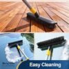 Telescopic Handle 2 in 1 Scrape Brush Stiff Bristle Shower Scrubber for Cleaning Patio Bathroom Garage Kitchen Wall Deck Tub Tile