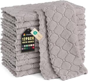 Homaxy 12 Pack Kitchen Dish Cloths Dark Grey Super Soft and Absorbent Coral Velvet Dish Towels